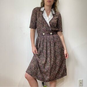 Vintage Cottage Core Floral Midi Dress